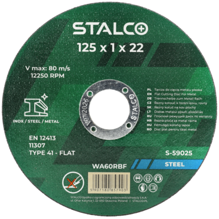 Metal Cutting Grinding Disc 125mm x 1mm STALCO S-59025-MYHOMETOOLS-STALCO