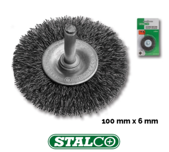 100 mm Circular Brush Steel Wire Shaft 6mm Velding Abrasive Crimped