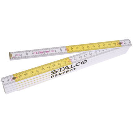 Wooden Folding Rule 2m White And Yellow STALCO PERFECT S-65402-MYHOMETOOLS-STALCO
