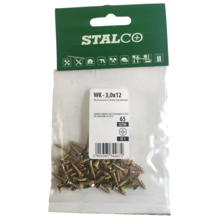 Wood and chipboard screws WK 3.0x12mm - 65pcs-MYHOMETOOLS-STALCO