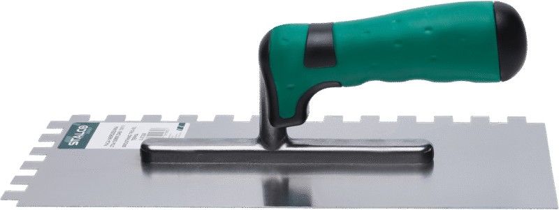 Stainless Hardened Steel Trowel 280 x 130mm tooth 10x10 STALCO S-37230-MYHOMETOOLS-STALCO