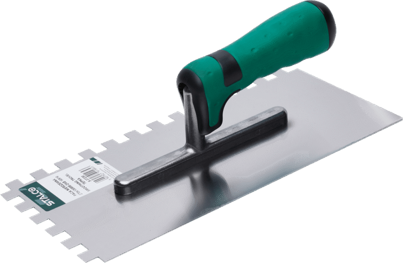 Stainless Hardened Steel Trowel 280 x 130mm tooth 10x10 STALCO S-37230-MYHOMETOOLS-STALCO