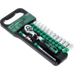 Socket SET on hanger 15pcs 1/4” ratchet 72T STALCO S011100015